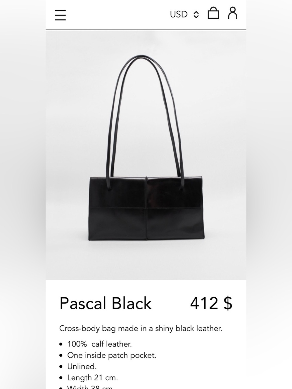 Pascal Black Leather Shoulder Bag